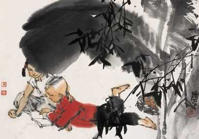 史国良 童趣 镜心